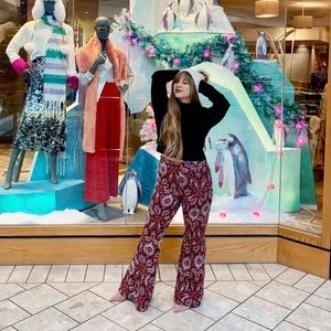 by anthropologie knit flared paisley patterned pant